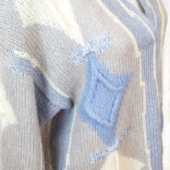 Needleworks Vintage Mohair Blend Geometric Diamond Pattern Hand Knitted Sweater - Picture 6 of 13